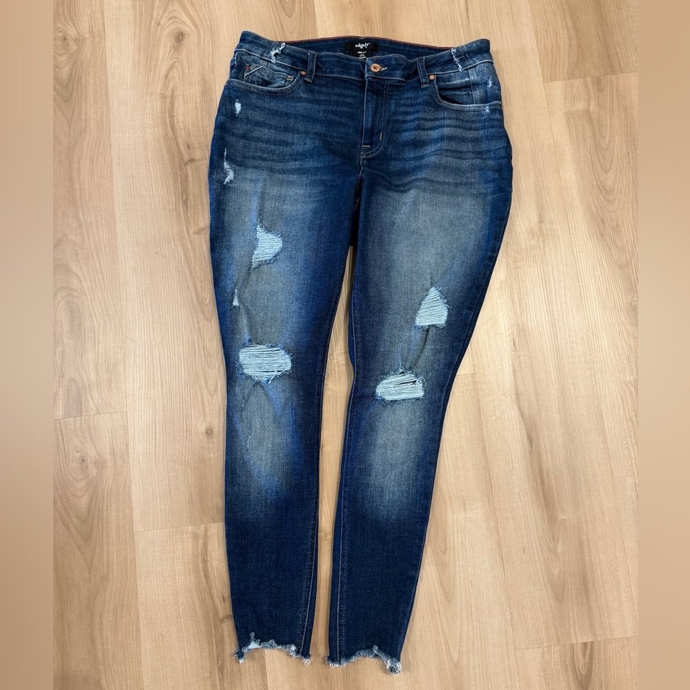 Edgely Dark Blue Distressed Skinny Jeans